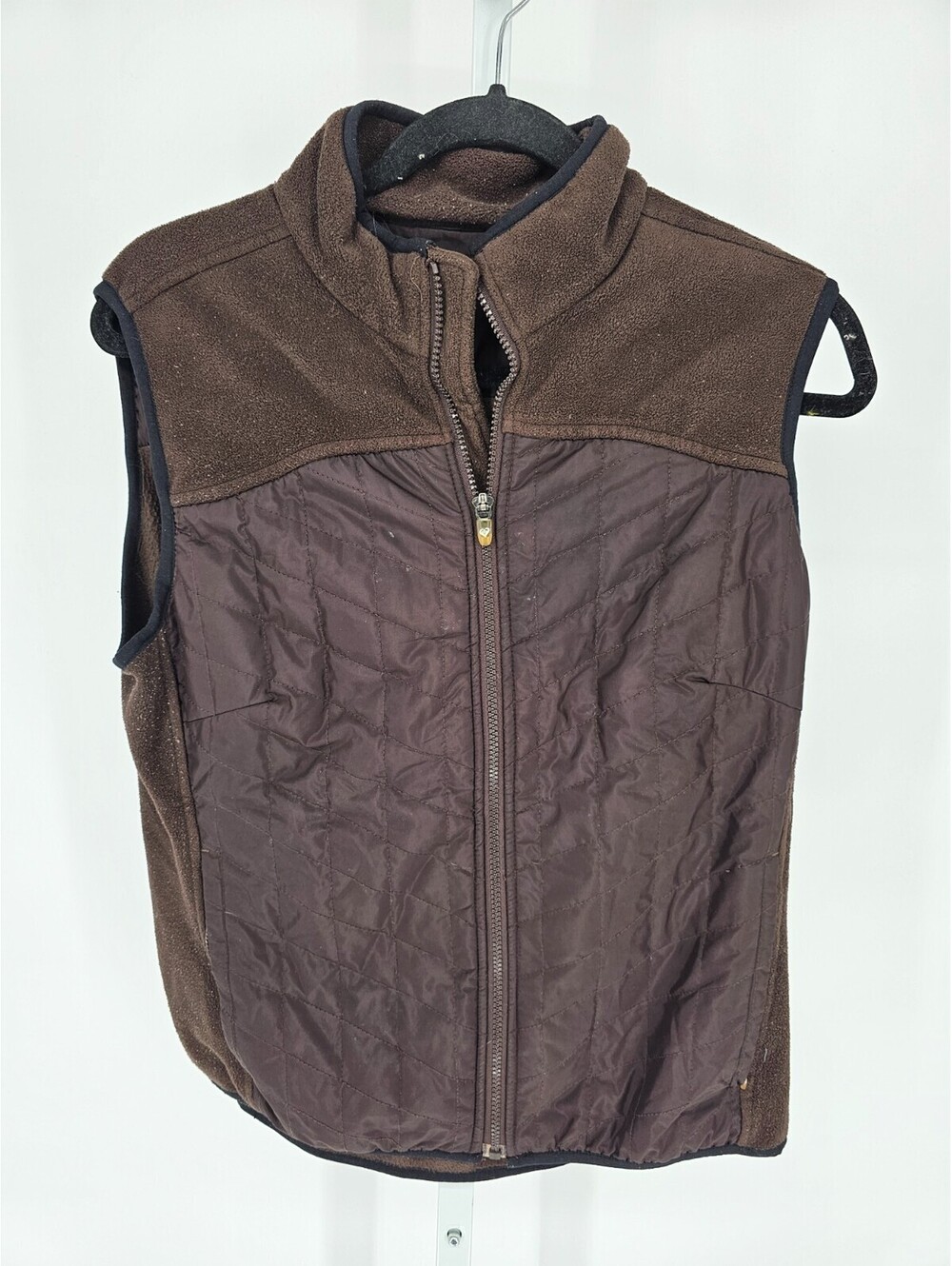 Kate Lord Womens Sz M Zip Up Winter Jacket Vest Brown Fleece